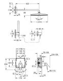 Grohe Eurocube - Sprchový set s batériou pod omietku, 31 cm, chróm