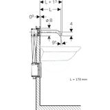 Geberit Piave - Elektronická termostatická umývadlová batéria pod omietku, dĺžka 170 mm, napájanie z batérie, chróm