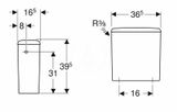 Geberit Selnova Square - Splachovacia nádržka, bočný prívod vody, biela