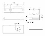 Geberit VariForm - Umývadlová skrinka, 135x51x24 cm, 2 zásuvky a zápachový uzáver, dub
