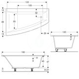 Geberit Selnova Square - Vaňa asymetrická, 160x100x47 cm, ľavá, biela