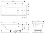 Geberit Selnova Square - Vaňa, 170x70x42 cm, biela