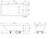 Geberit Selnova Square - Vaňa, 180x80x42 cm, biela