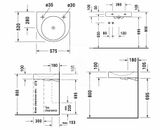 Duravit Architec - Umývadlo bezbariérové, 57x52 cm, bez prepadu, otvor na batériu vpravo, biela