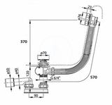 Ravak Odtokové systémy - Vaňová odtoková a prepadová súprava, dĺžka 570 mm, bowden, matná čierna