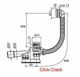 Ravak Odtokové systémy - Vaňová odtoková a prepadová súprava, dĺžka 570 mm, ClickClack, matná čierna