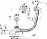 kielle Odtokové súpravy - Vaňová odtoková a prepadová súprava s napúšťaním, dĺžka 570 mm, chróm