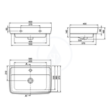 Aqualine Keramika - Umývadlo, 60x40 cm, s prepadom, otvor na batériu, biela