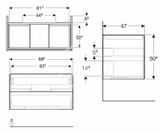 Geberit ONE - Umývadlová skrinka, 89x50x47 cm, 2 zásuvky, lesklá biela