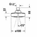 Duravit Sprchy - Hlavová sprcha, priemer 10 cm, biela/chróm