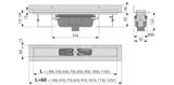 Alcadrain Odtokové žľaby - Sprchový žľab Wall 115 cm, s pevným golierom ku stene, zvislý odtok, nerezová