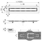 Tece TECEdrainline - Sprchový žľab 100 cm, na nalepenie dlažby, s krytom, nerezová