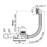 Alcadrain Odtokové súpravy - Vaňová odtoková a prepadová súprava, dĺžka 1200 mm, Click-Clack, chróm