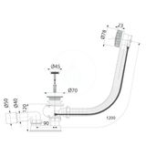 Alcadrain Odtokové súpravy - Vaňová odtoková a prepadová súprava, dĺžka 1200 mm, matná čierna