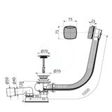 Alcadrain Odtokové súpravy - Vaňová odtoková a prepadová súprava, dĺžka 1000 mm, chróm