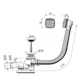 Alcadrain Odtokové súpravy - Vaňová odtoková a prepadová súprava, dĺžka 1200 mm, chróm