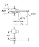 Grohe Eurocube - Umývadlová batéria pod omietku, 2-otvorová inštalácia, kefovaný Hard Graphite