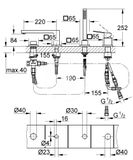 Grohe Eurocube - Vaňová batéria na okraj vane, 4-otvorová inštalácia, kefovaný Hard Graphite