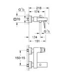 Grohe Eurocube - Vaňová batéria, kefovaný Hard Graphite