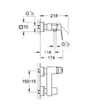 Grohe Eurocube - Sprchová batéria, kefovaný Hard Graphite