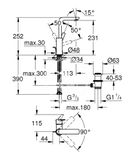 Grohe Lineare - Umývadlová batéria s výpusťou, kefovaný Hard Graphite