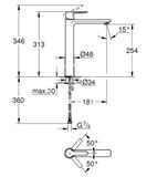 Grohe Lineare - Batéria na umývadlovú misu, kefovaný Hard Graphite