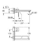 Grohe Lineare - Umývadlová batéria pod omietku, 2-otvorová inštalácia, kefovaný Hard Graphite