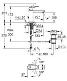 Grohe Eurocube - Umývadlová batéria s výpusťou, kefovaný Hard Graphite