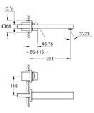 Grohe Eurocube - Umývadlová batéria pod omietku, 2-otvorová inštalácia, kefovaný Hard Graphite