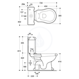 Sapho Retro - WC kombi, zadný odpad, biela/bronz