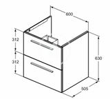 Ideal Standard i.Life B - Umývadlová skrinka 60x63x51 cm, 2 zásuvky, matná biela
