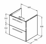 Ideal Standard i.Life B - Umývadlová skrinka 60x63x51 cm, 2 zásuvky, dub