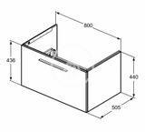 Ideal Standard i.Life B - Umývadlová skrinka 80x44x51 cm, 1 zásuvka, sivý matný kremeň