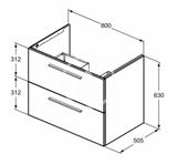 Ideal Standard i.Life B - Umývadlová skrinka 80x63x51 cm, 2 zásuvky, dub