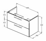 Ideal Standard i.Life B - Umývadlová skrinka 100x63x51 cm, 2 zásuvky, dub