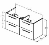 Ideal Standard i.Life B - Umývadlová skrinka 120x63x51 cm, 4 zásuvky, matná biela