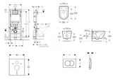 Geberit Duofix - Set predstenovej inštalácie, klozetu Oudee a dosky softclose, tlačidlo Delta01, lesklý chróm