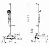 Hansa Optima - Sprchový set s termostatom, 3 prúdy, chróm