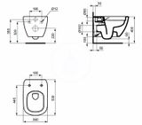 Ideal Standard Tesi - Závesné WC, RimLS+, hodvábna čierna