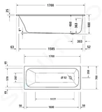 Duravit Qatego - Vaňa 170x70 cm, biela