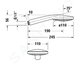 Duravit Sprchy - Sprchová hlavica, 3 prúdy, MinusFlow, matná čierna