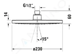 Duravit Sprchy - Hlavová sprcha, priemer 23 cm, MinusFlow, zlatá