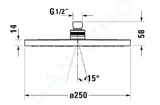 Duravit Sprchy - Hlavová sprcha, priemer 25 cm, MinusFlow, zlatá