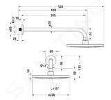 Duravit Sprchy - Hlavová sprcha, priemer 23 cm, MinusFlow, chróm/biela