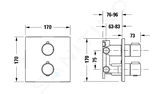 Duravit  - Termostatická batéria pod omietku, na 2 spotrebiče, s telesom, chróm