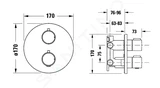 Duravit  - Termostatická batéria pod omietku, na 2 spotrebiče, s telesom, chróm