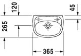 Duravit Duraplus - Umývadielko Compact s prepadom, 37x27 cm, biela