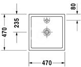 Duravit Starck 1 - Umývadlová misa, 47x47 cm, bez prepadu, bez otvoru na batériu, biela