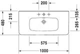 Duravit DuraStyle - Umývadlo 100x48 cm, s 1 otvorom na batériu, biela