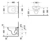 Duravit D-Code - Závesné WC, biela